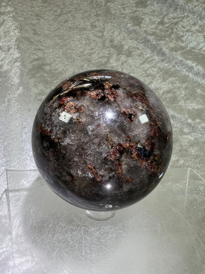 Garnet And Biotite Mica Sphere. 69mm. Stunning Garnet Display Sphere With Lots Of Mica Flash.