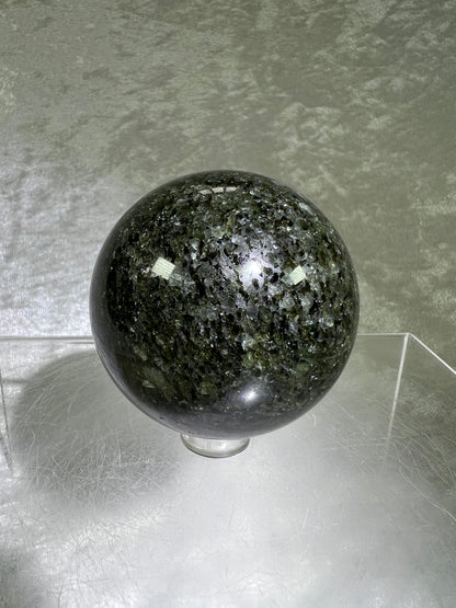 Peridot Olivine Sphere. Rare Peridot In Matrix Sphere. Gorgeous Green Gem Flash