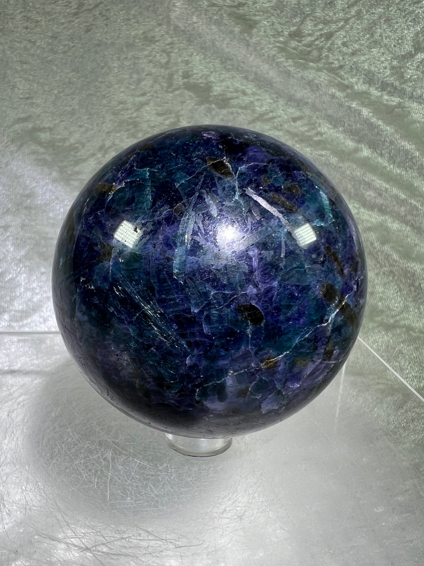 Iolite Crystal Sphere. 66mm. Beautiful Rare Water Sapphire From Madagascar. Amazing Rare Cordierite Display Sphere.