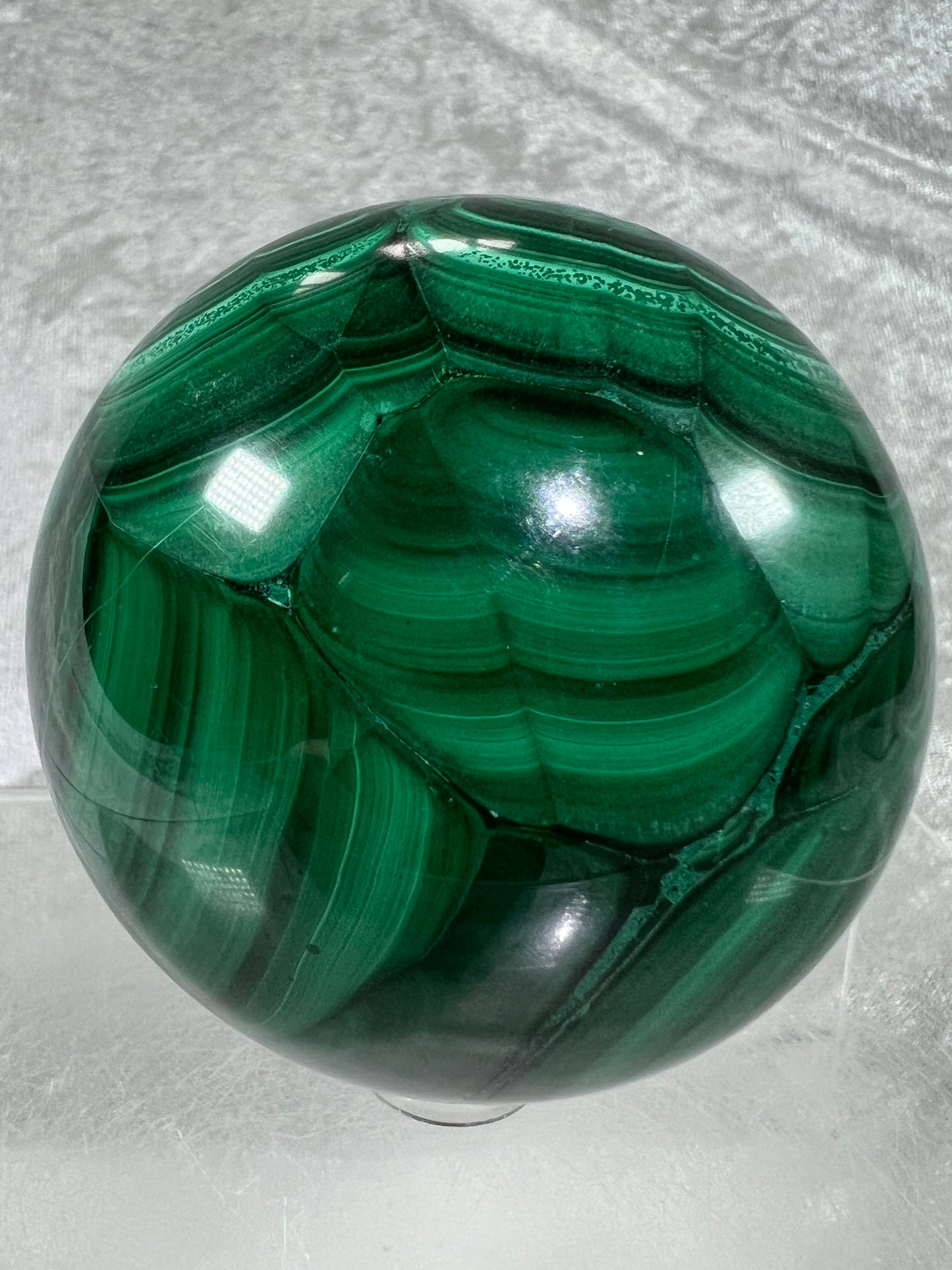 Malachite Crystal Sphere. 71mm. Stunning Malachite With Amazing Colors And Patterns.