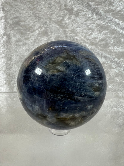 Kyanite Crystal Sphere. 58mm. Gorgeous Blue Kyanite Display Sphere. Interesting Crystal With Stunning Flash