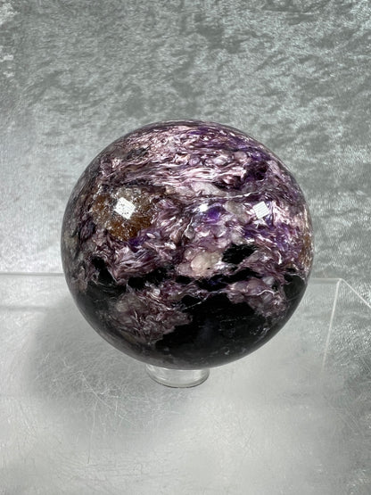 Charoite Crystal Sphere. Stunning Rare Crystal From Russia. Amazing Colors And A Beautiful UV Reaction.