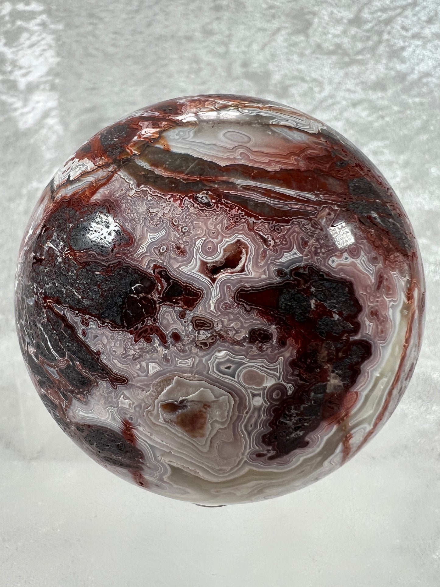 Mexican Crazy Lace Agate Sphere. 72mm. Gorgeous High Quality With Amazing Colors And Patterns