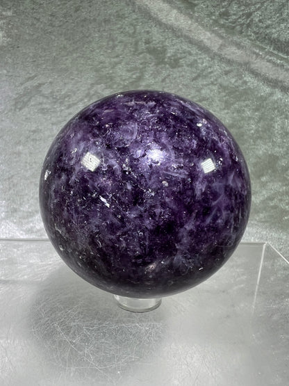 Lepidolite Purple Mica Sphere. Gorgeous Flashy Mica Display Crystal.