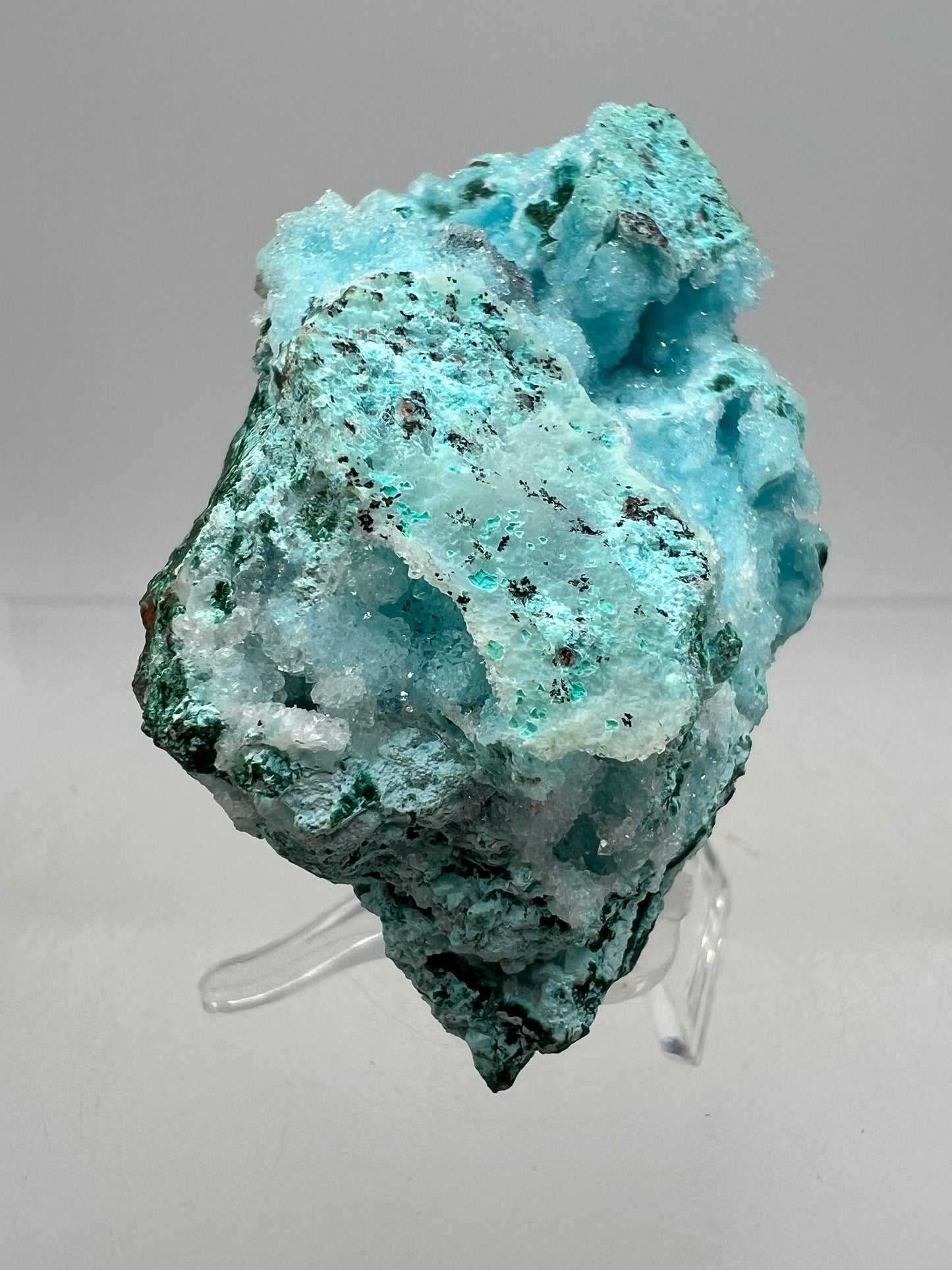 Chrysocolla And Malachite Specimen. High Quality Druzy Chrysocolla From Likasi, Congo. Gorgeous Color Display Crystal.