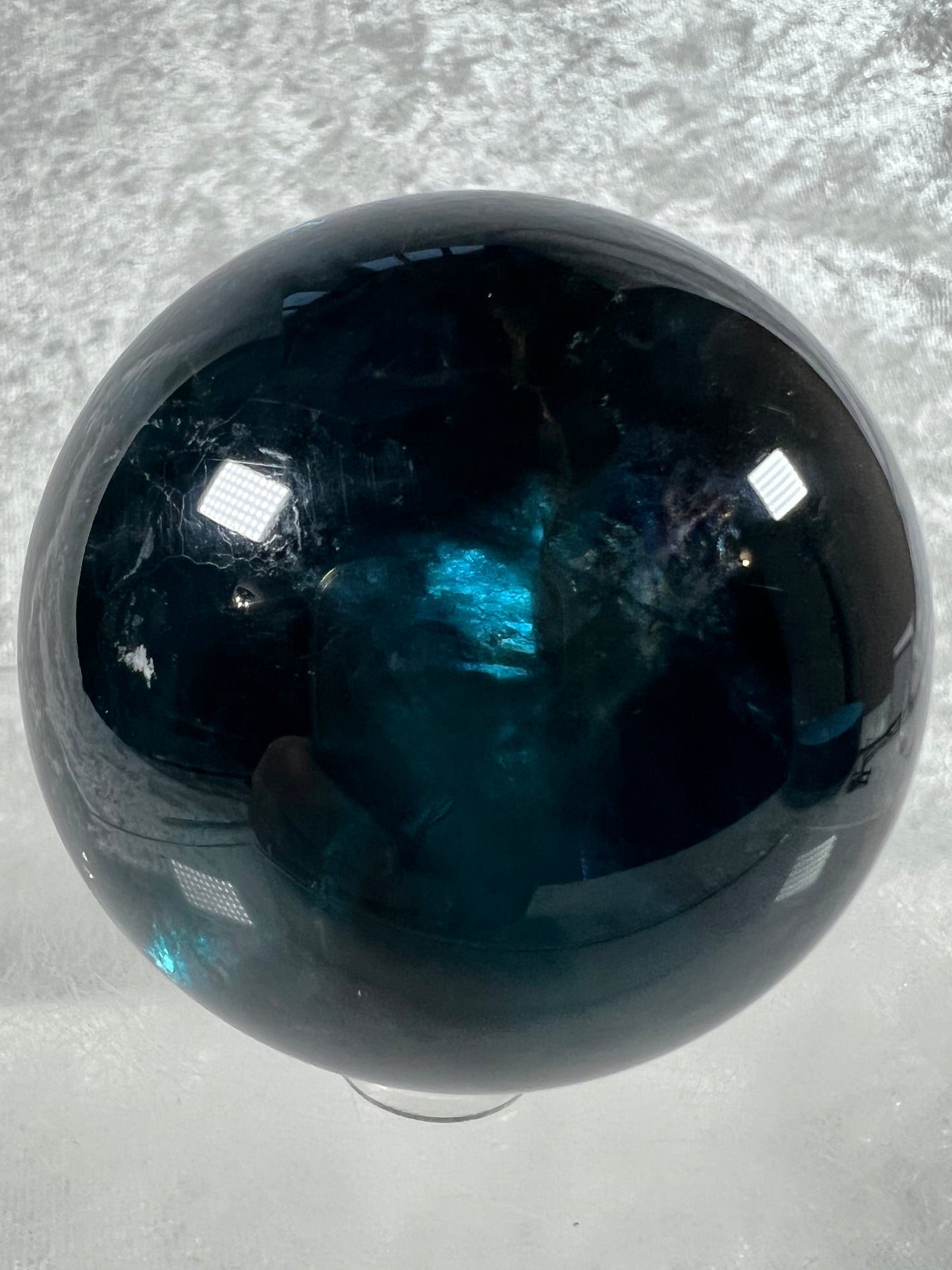 Blue Fluorite Sphere. 60mm. Gorgeous Rare Blue Fluorite. Beautiful Display Sphere With Rainbows.