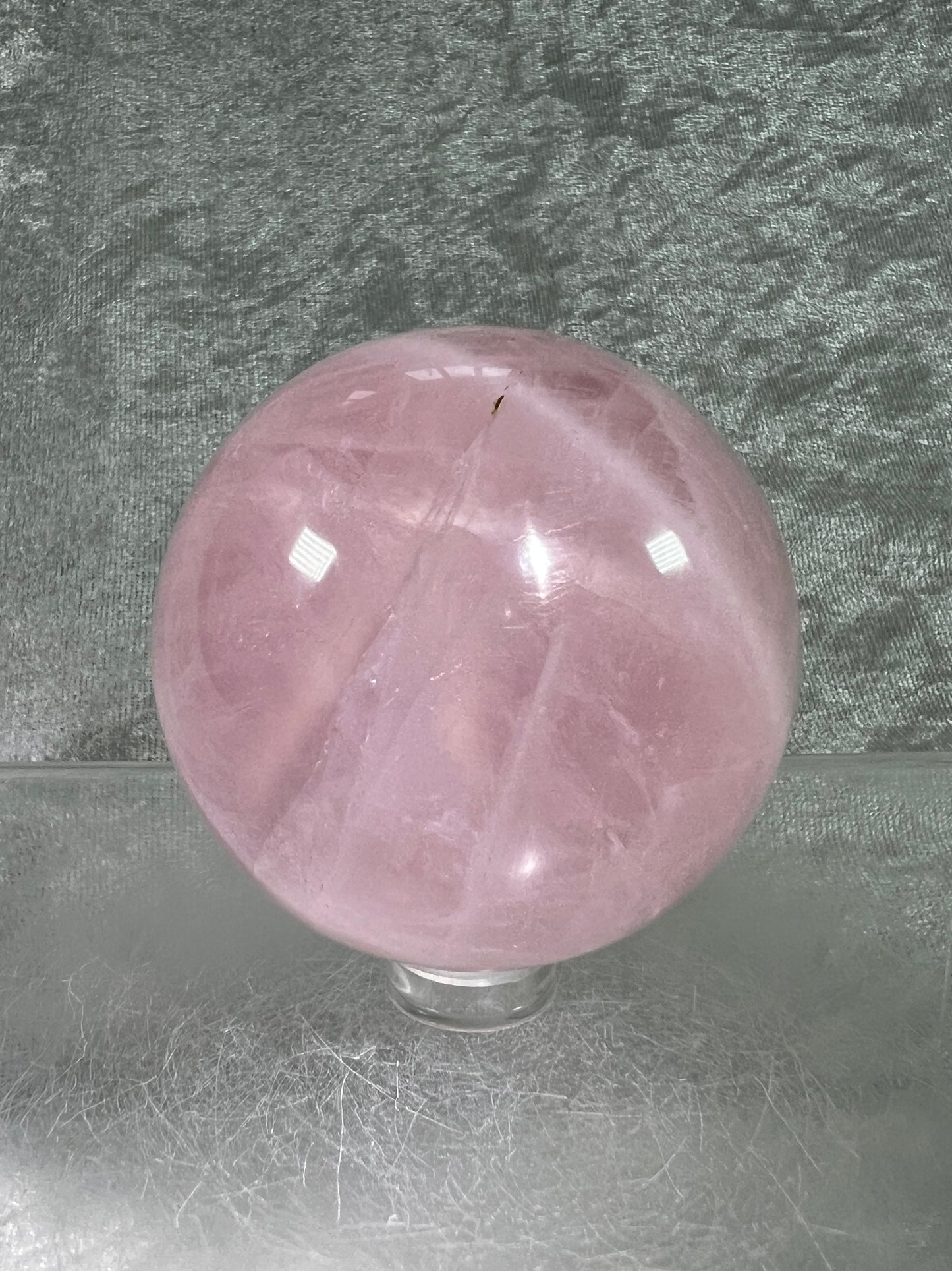 Rose Quartz Sphere. Rare Star Rose Quartz With Asterisms. Nice Quality Display Sphere.