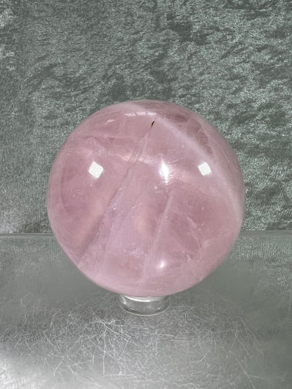 Rose Quartz Sphere. Rare Star Rose Quartz With Asterisms. Nice Quality Display Sphere.