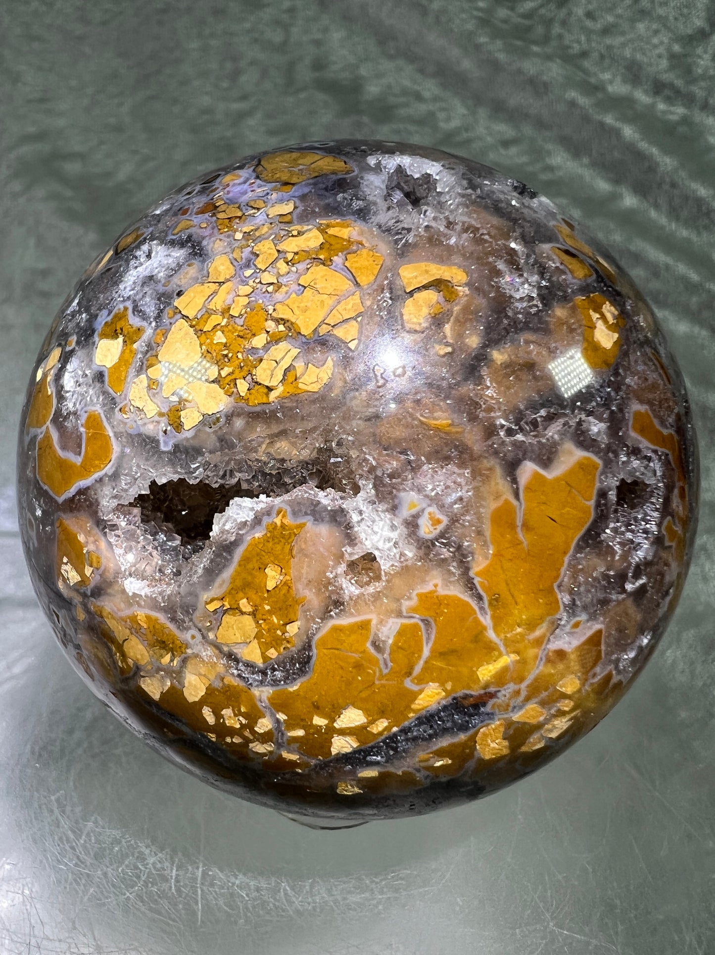 Indonesian East Java Plume Agate Sphere. 66mm. Stunning Sugar Druzy. Very Rare Beautiful Sphere.