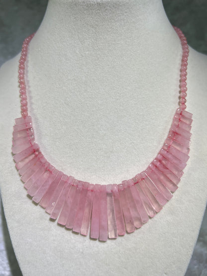 Rose Quartz Egyptian Style Choker. Amazing High Quality Rose Quartz Necklace From Namibia.