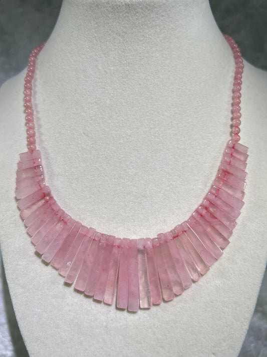 Rose Quartz Egyptian Style Choker. Amazing High Quality Rose Quartz Necklace From Namibia.