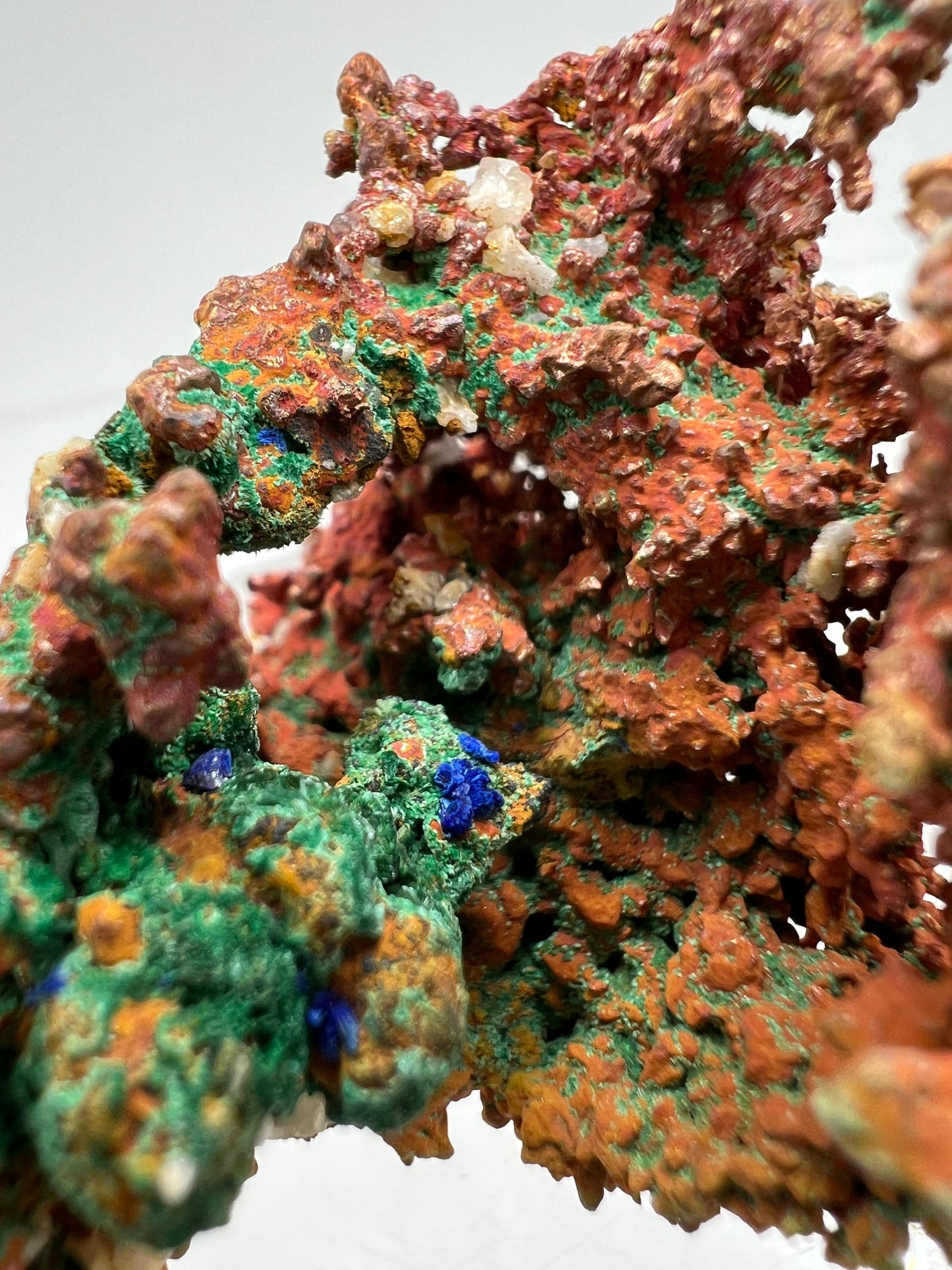 Copper, Malachite, And Azurite Specimen. All Natural Mixed Mineral Specimen From Morocco.