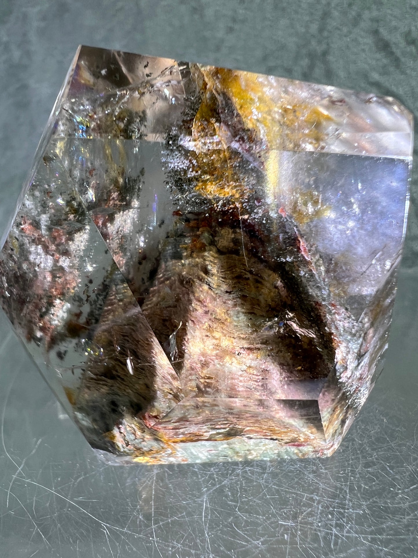 Garden Quartz Polished Freeform. Stunning Thousand Layer Quartz. Gorgeous Pastel Colors. Amazing Polished Lodolite Freeform.