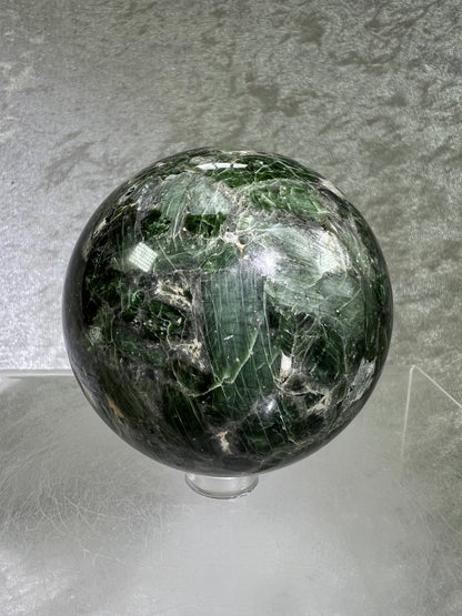 Diopside Crystal Sphere. 67mm. Very High Quality Display Sphere. Gorgeous Colors With Lots Of Beautiful Flash