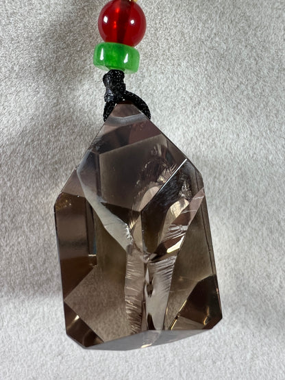 Smoky Quartz Pendant With Huge Rainbows. High Quality One Of A Kind Crystal Pendant