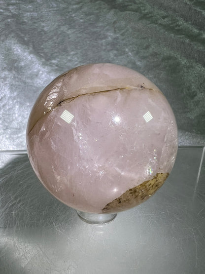 Dendritic Star Rose Quartz. Amazing Display Sphere With Asterisms And Dendritic Inclusions.