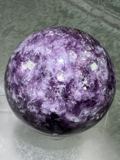 Lepidolite Purple Mica Sphere. Gorgeous Flashy Mica Display Crystal.