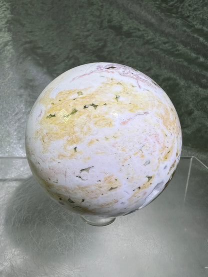 Ocean Jasper Sphere. Gorgeous Sugar Druzy Sphere. Stunning Colors On This Amazing Display Crystal