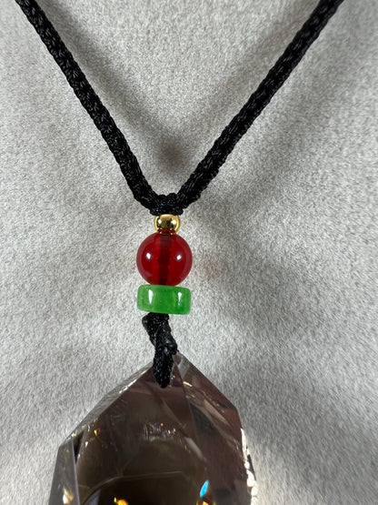 Smoky Quartz Pendant With Huge Rainbows. High Quality One Of A Kind Crystal Pendant