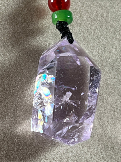 Amethyst Pendant With Stunning Rainbows. Incredible One Of A Kind Necklace. High Quality Polished Amethyst Jewelry