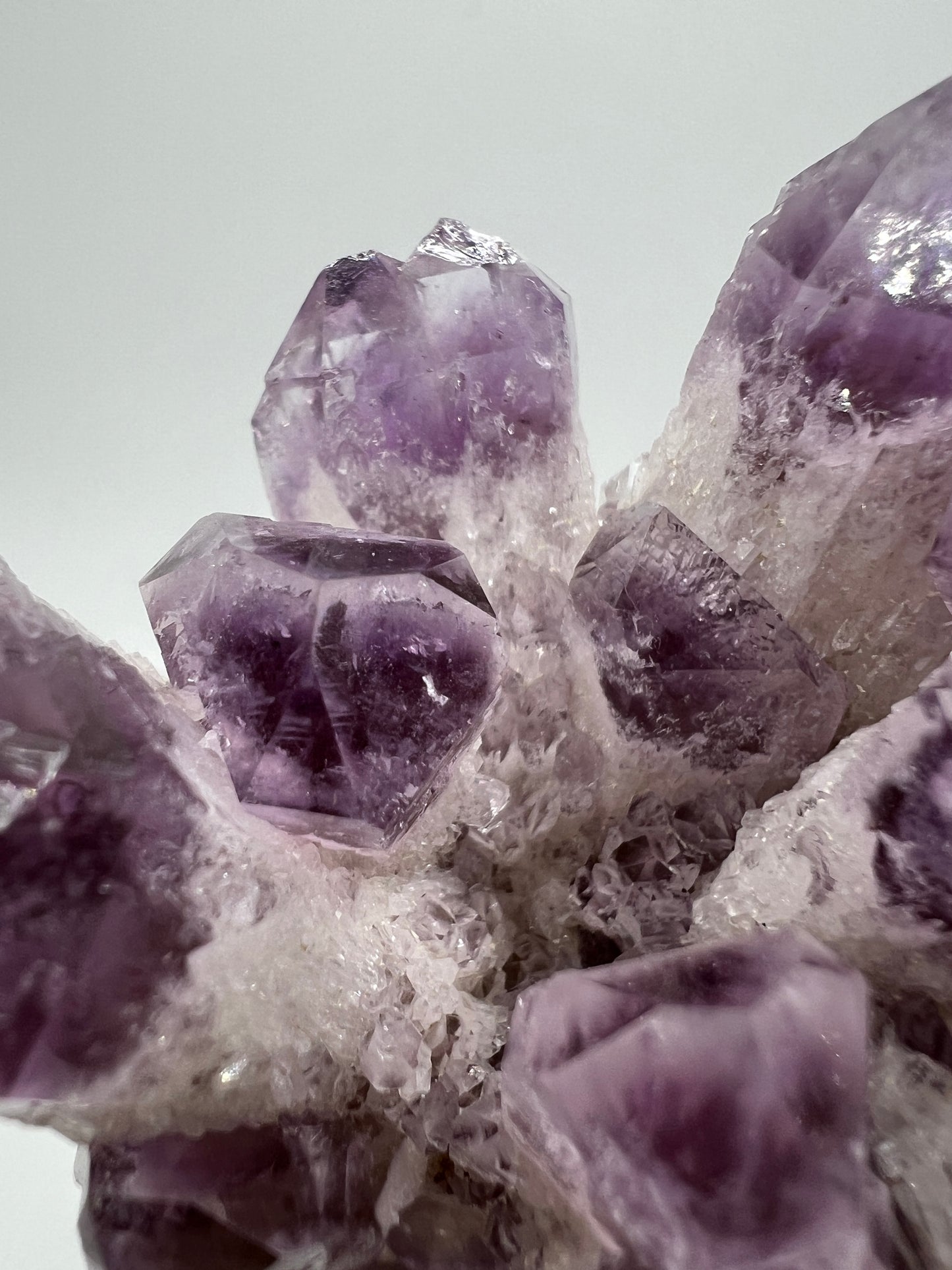 Sugar Amethyst Cluster. Gorgeous Shades Of Lavender With White Druzy Quartz. Beautiful Rare Amethyst Specimen From Zambia