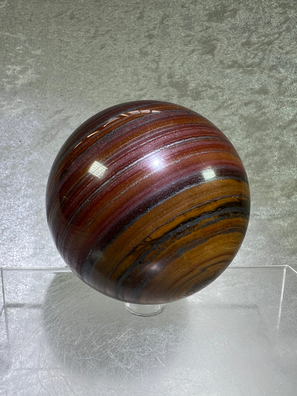 Tiger Iron Crystal Sphere. 74mm. Gorgeous High Quality Display Sphere With Amazing Flash.