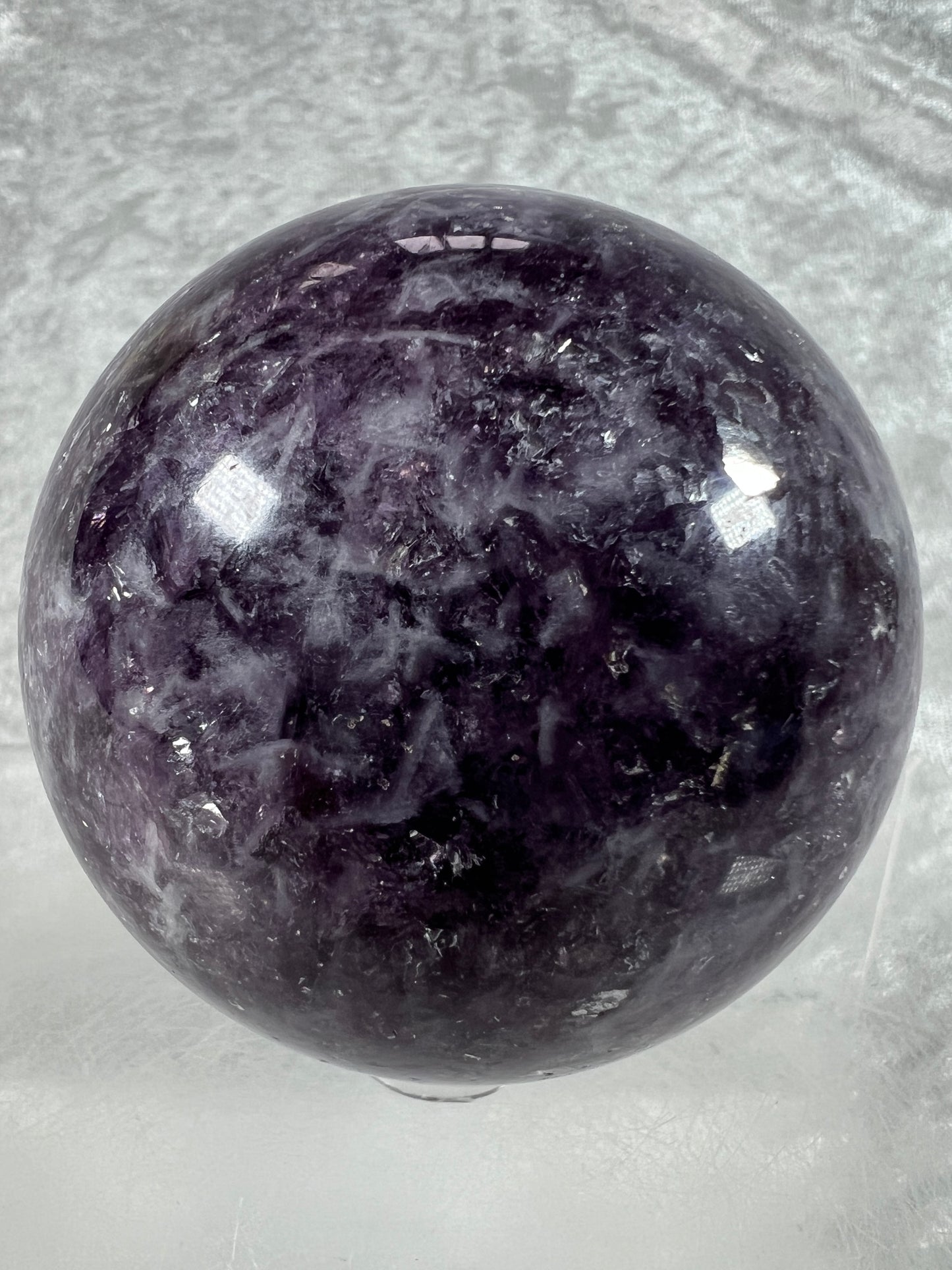 Lepidolite Purple Mica Sphere. Gorgeous Flashy Mica Display Crystal.