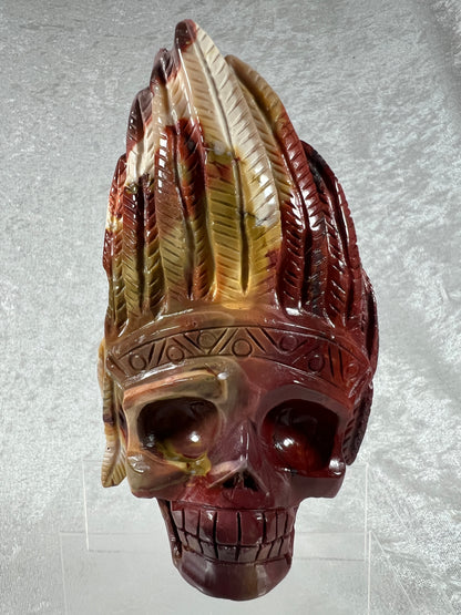 Mookaite Crystal Skull Carving. High Quality Crystal Indian Skull. Amazing Piece Of Art.