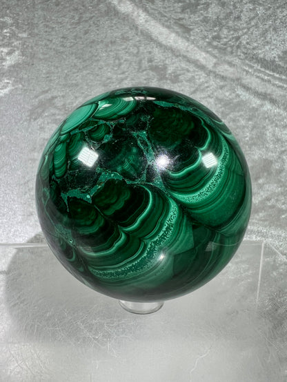 Malachite Crystal Sphere. 71mm. Stunning Malachite With Amazing Colors And Patterns.