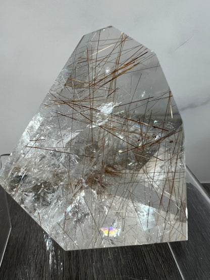 Rutile Quartz Polished Freeform. Stunning Copper And Gold Rutilated Quartz. High Quality Display Crystal