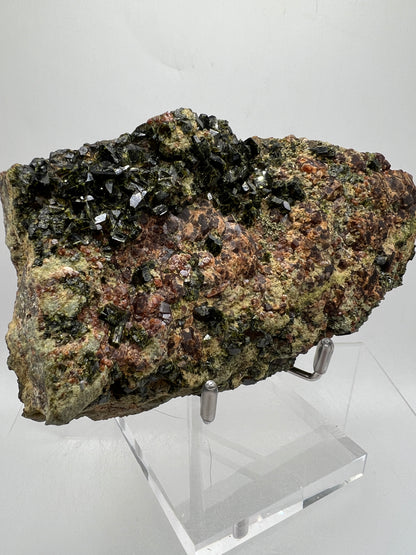 Epidote And Spessartite Garnet Specimen. Large Mixed Mineral Display Crystal. Gorgeous Colors With Amazing Crystals.