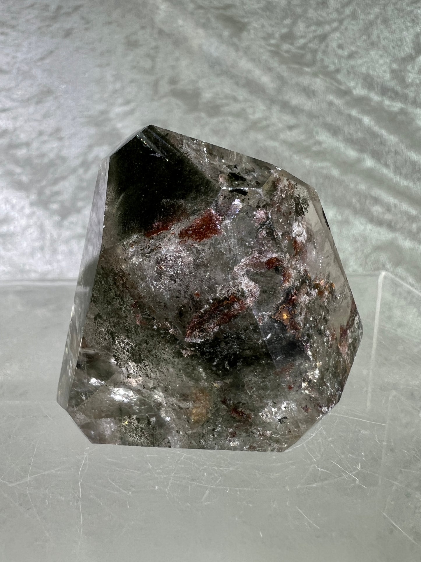 Garden Quartz Polished Freeform. Four Seasons Landscape With Rainbows. Very Pretty Lodolite.