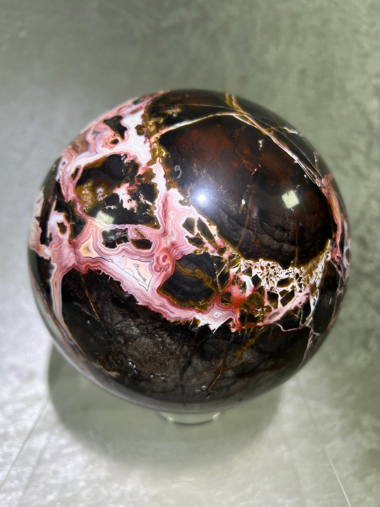 Laguna Agate Druzy Sphere. 153mm, 9.7 lbs. Massive Rare Display Sphere. Absolute Show Stopper, One Of A Kind!