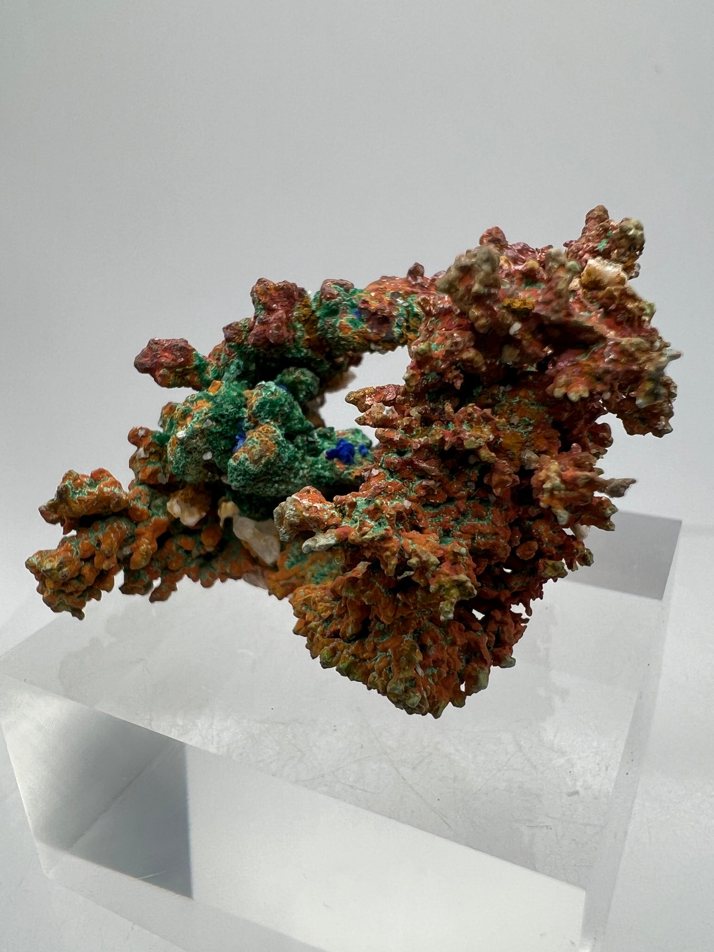 Copper, Malachite, And Azurite Specimen. All Natural Mixed Mineral Specimen From Morocco.