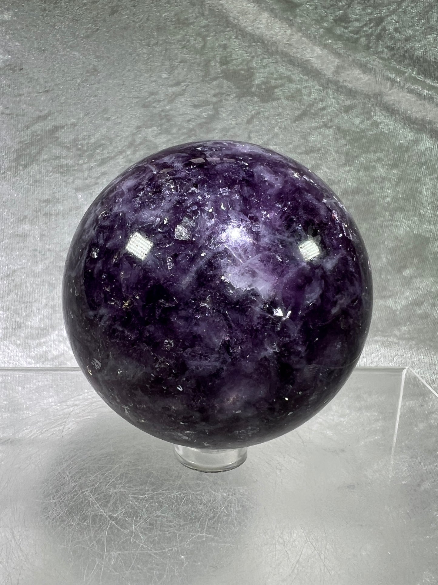 Lepidolite Purple Mica Sphere. Gorgeous Flashy Mica Display Crystal.