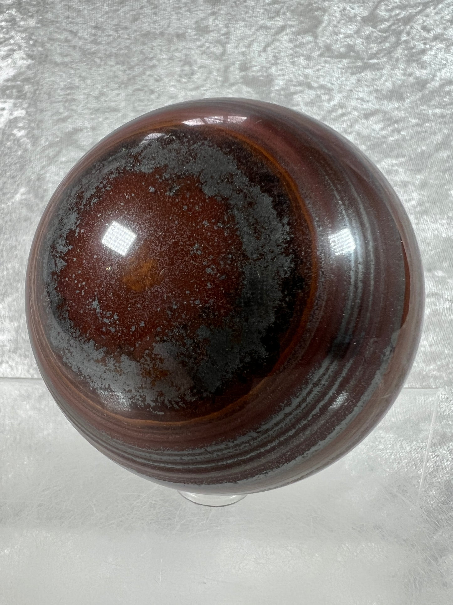 Tiger Iron Crystal Sphere. 72mm. Rare High Quality Display Sphere With Amazing Flash.