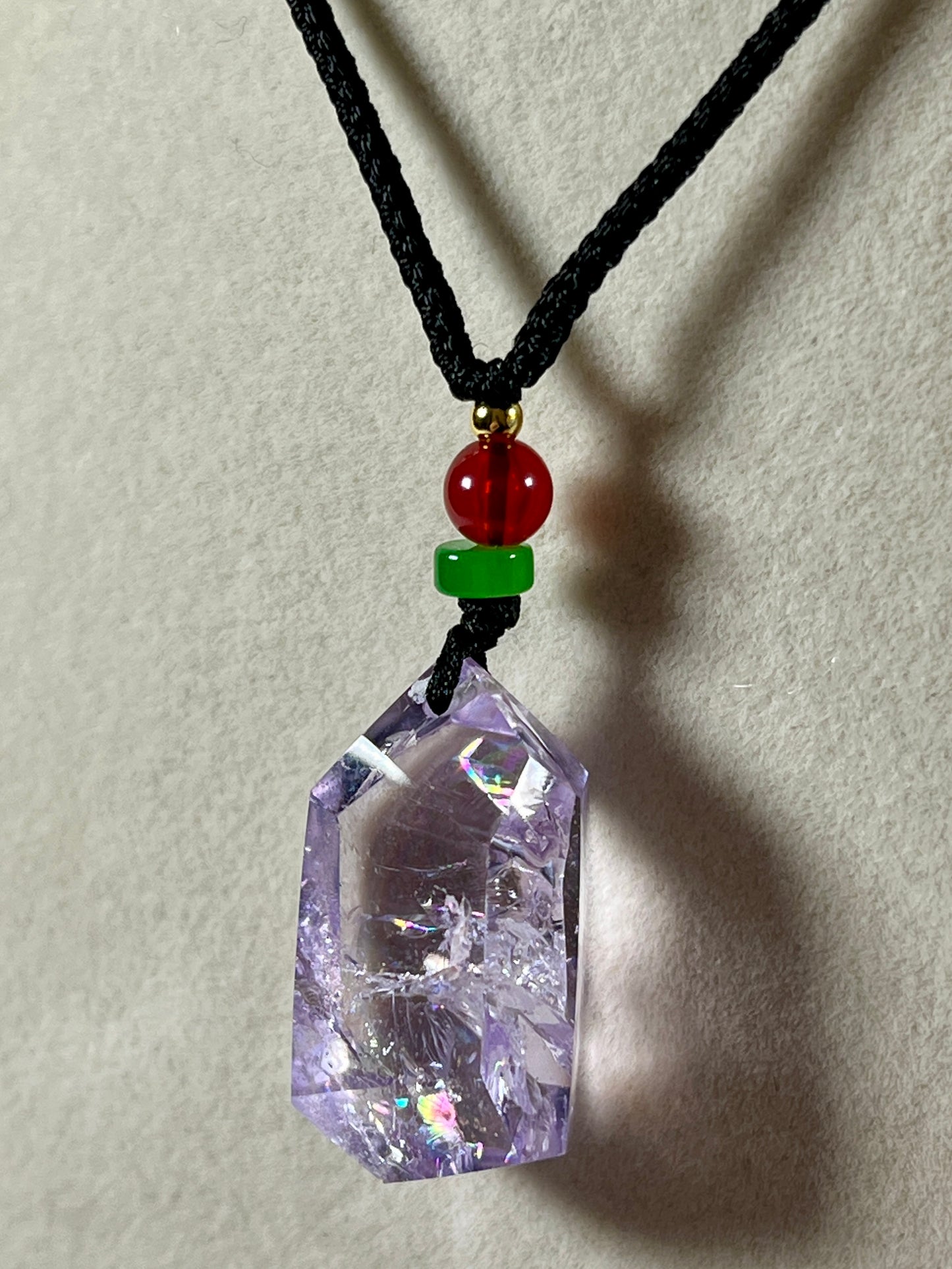 Amethyst Pendant With Stunning Rainbows. Incredible One Of A Kind Necklace. High Quality Polished Amethyst Jewelry