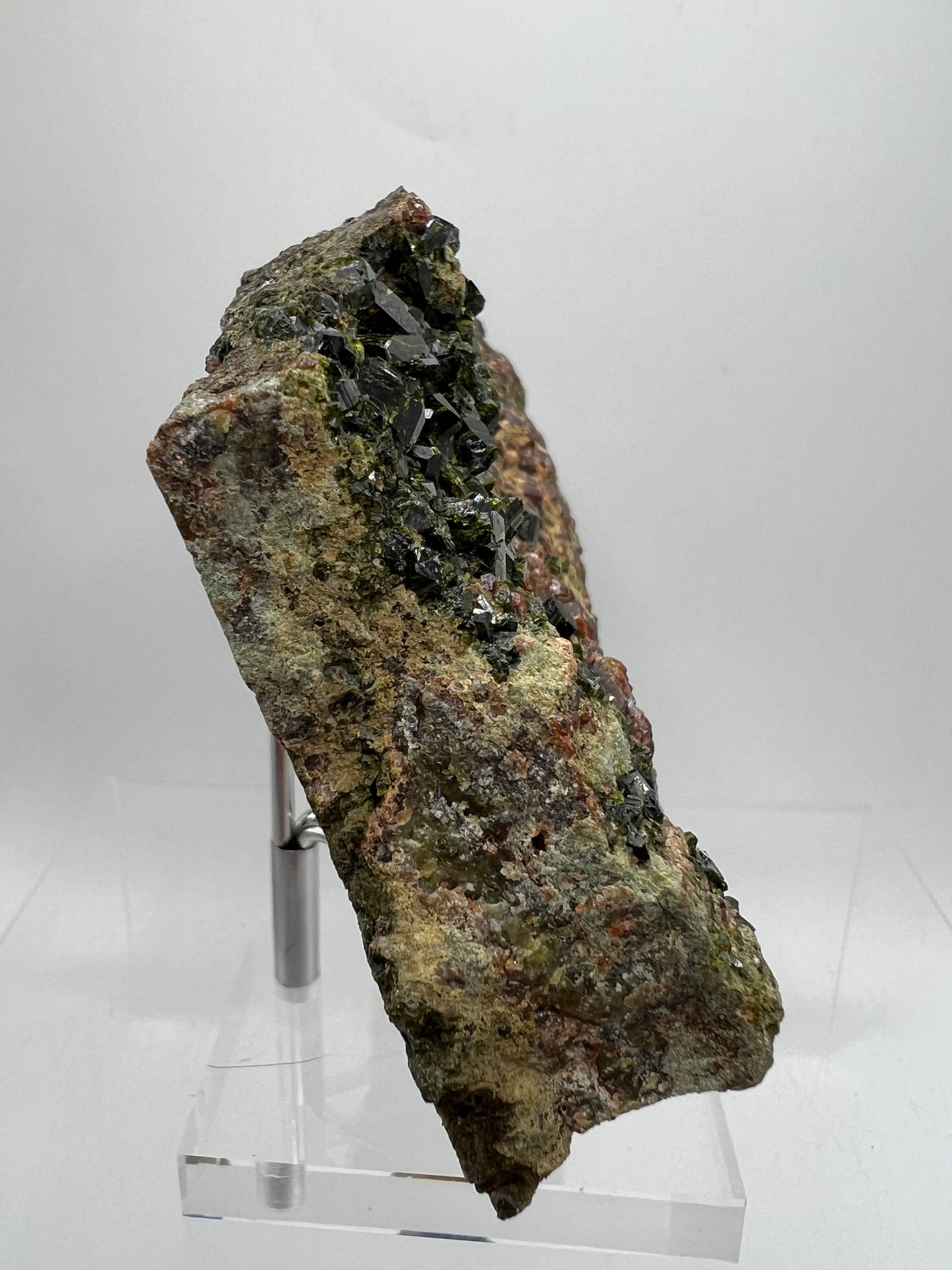 Epidote And Spessartite Garnet Specimen. Large Mixed Mineral Display Crystal. Gorgeous Colors With Amazing Crystals.