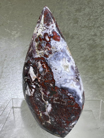 Mexican Crazy Lace Agate Flame. Druzy Polished Freeform Flame. Beautiful Colors And Patterns.