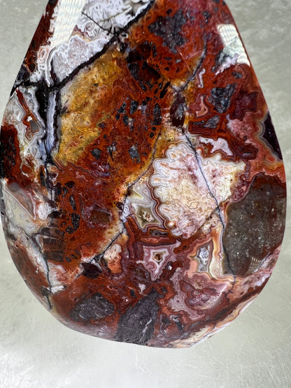 Mexican Crazy Lace Agate Flame. High Quality Polished Freeform Flame.