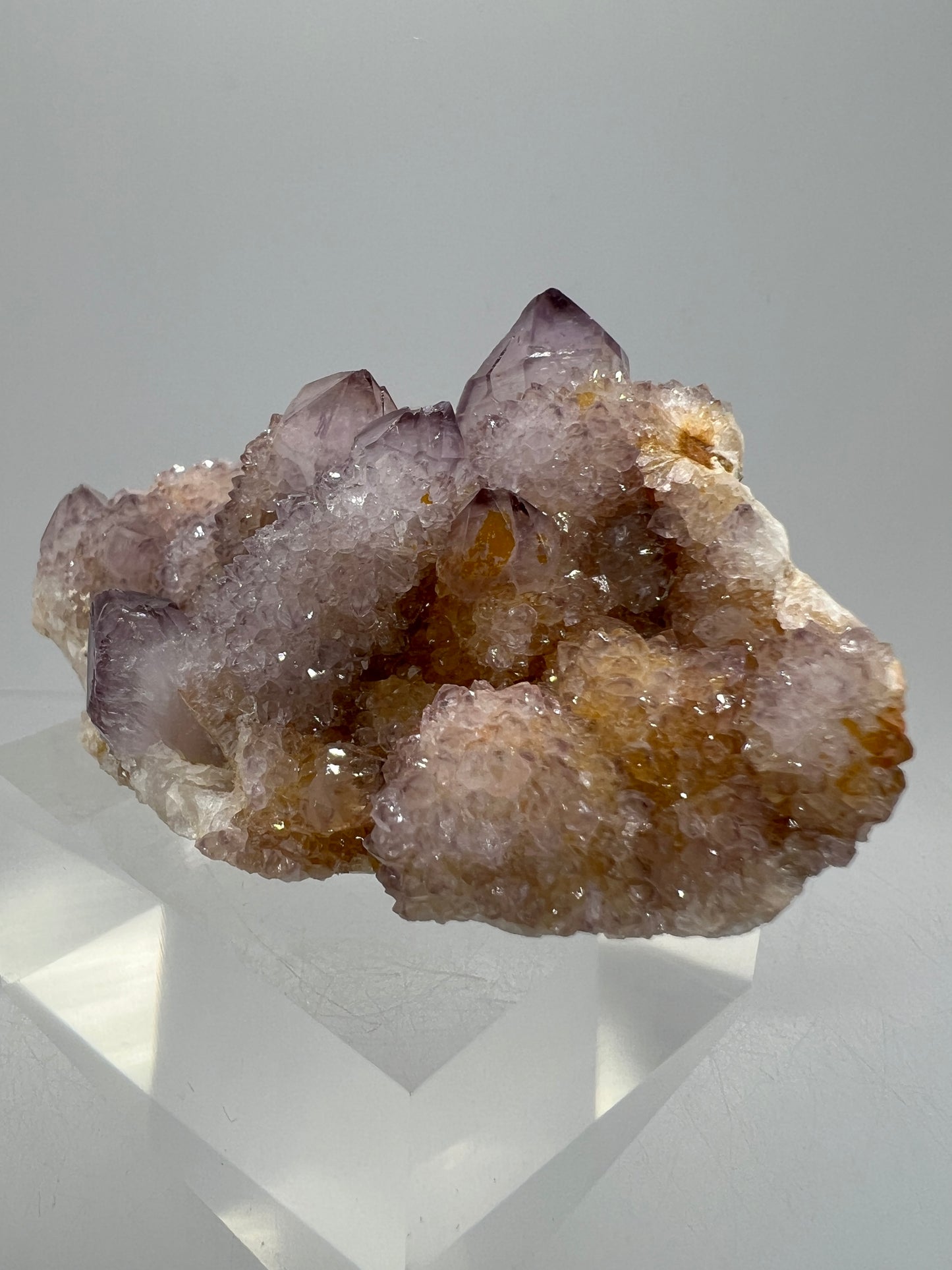 Spirit Quartz Cluster. Amazing Colors With Limonite Inclusions. Beautiful Ametrine Cactus Quartz, Fairy Quartz From South Africa.