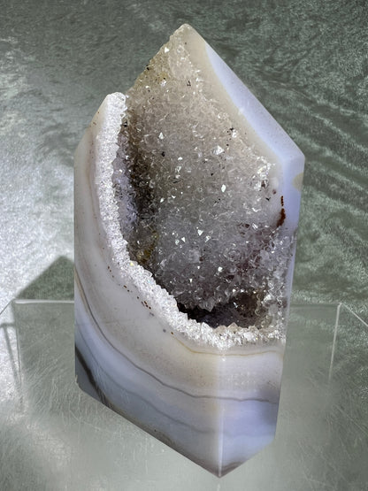 Druzy Agate Tower From Brazil. Incredible One Of A Kind Sugar Druzy.