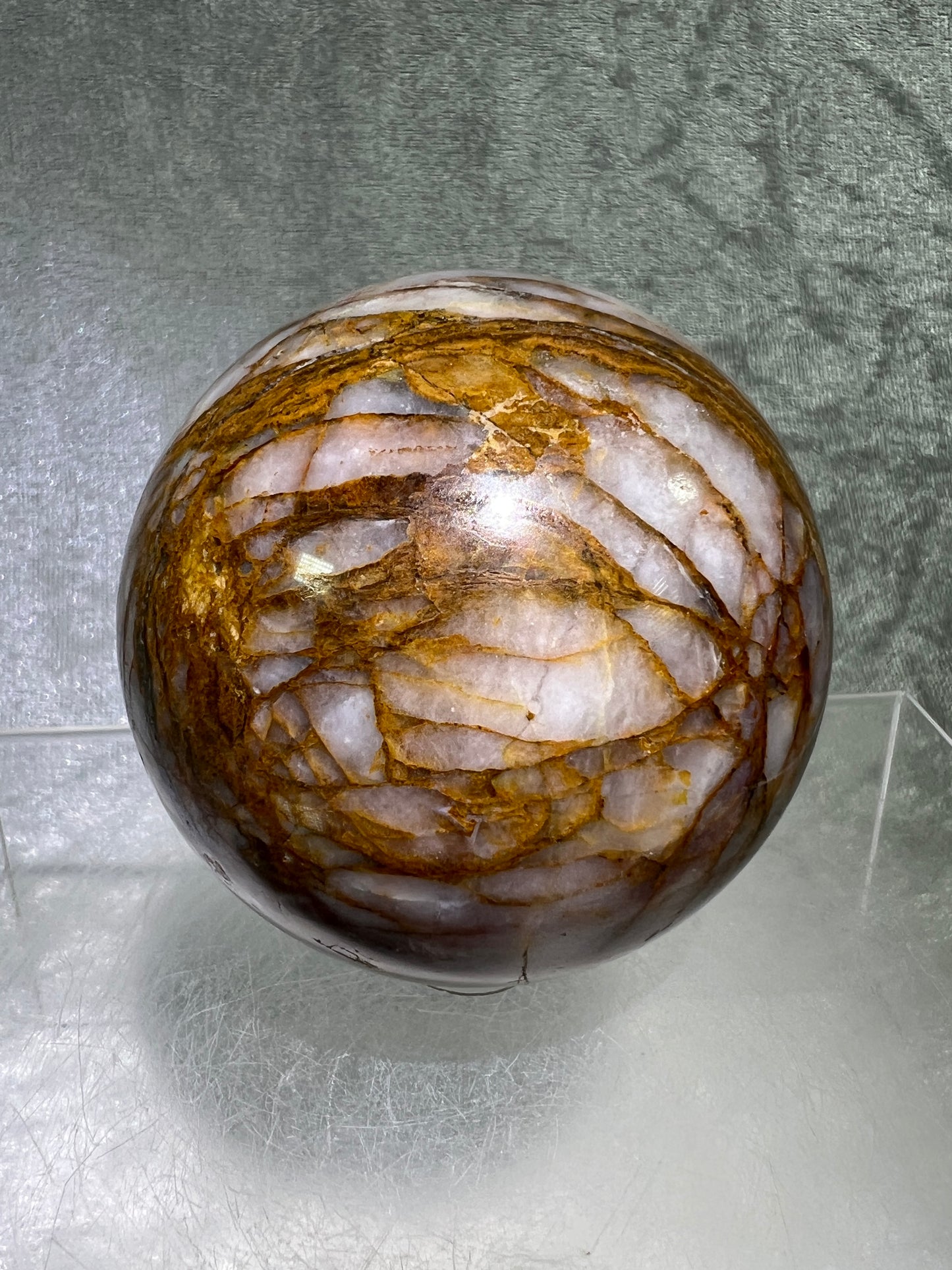 Pietersite Crystal Sphere. 67mm. Gorgeous Rare Red Pietersite Crystal. High Quality Flashy Display Sphere.