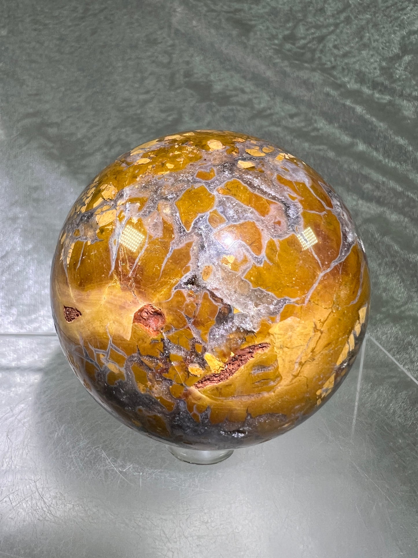 Indonesian East Java Plume Agate Sphere. 66mm. Stunning Sugar Druzy. Very Rare Beautiful Sphere.