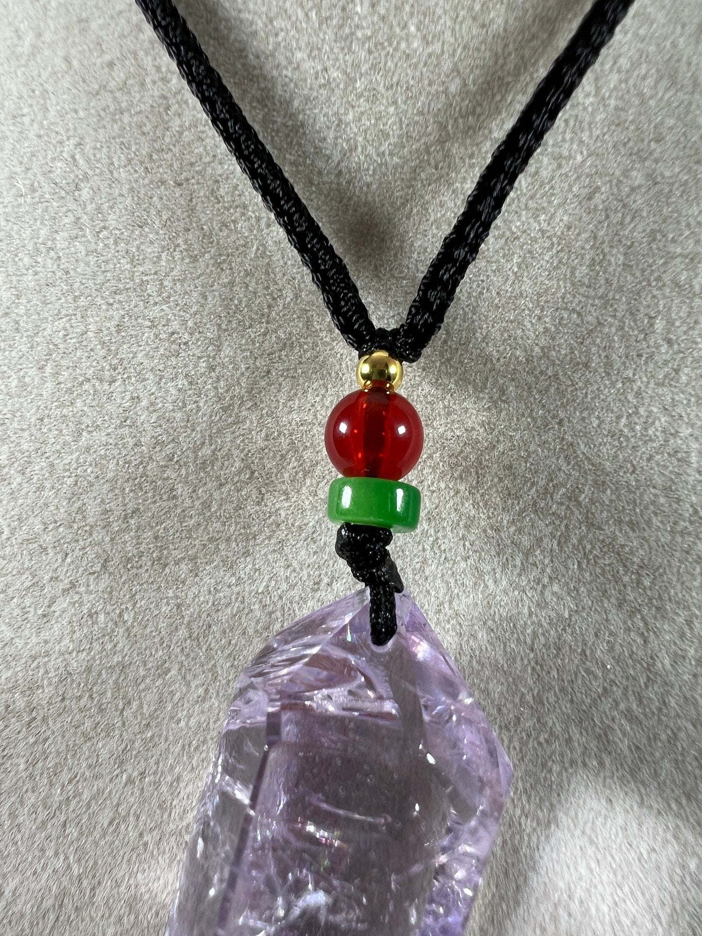 Amethyst Pendant With Stunning Rainbows. Incredible One Of A Kind Necklace. High Quality Polished Amethyst Jewelry