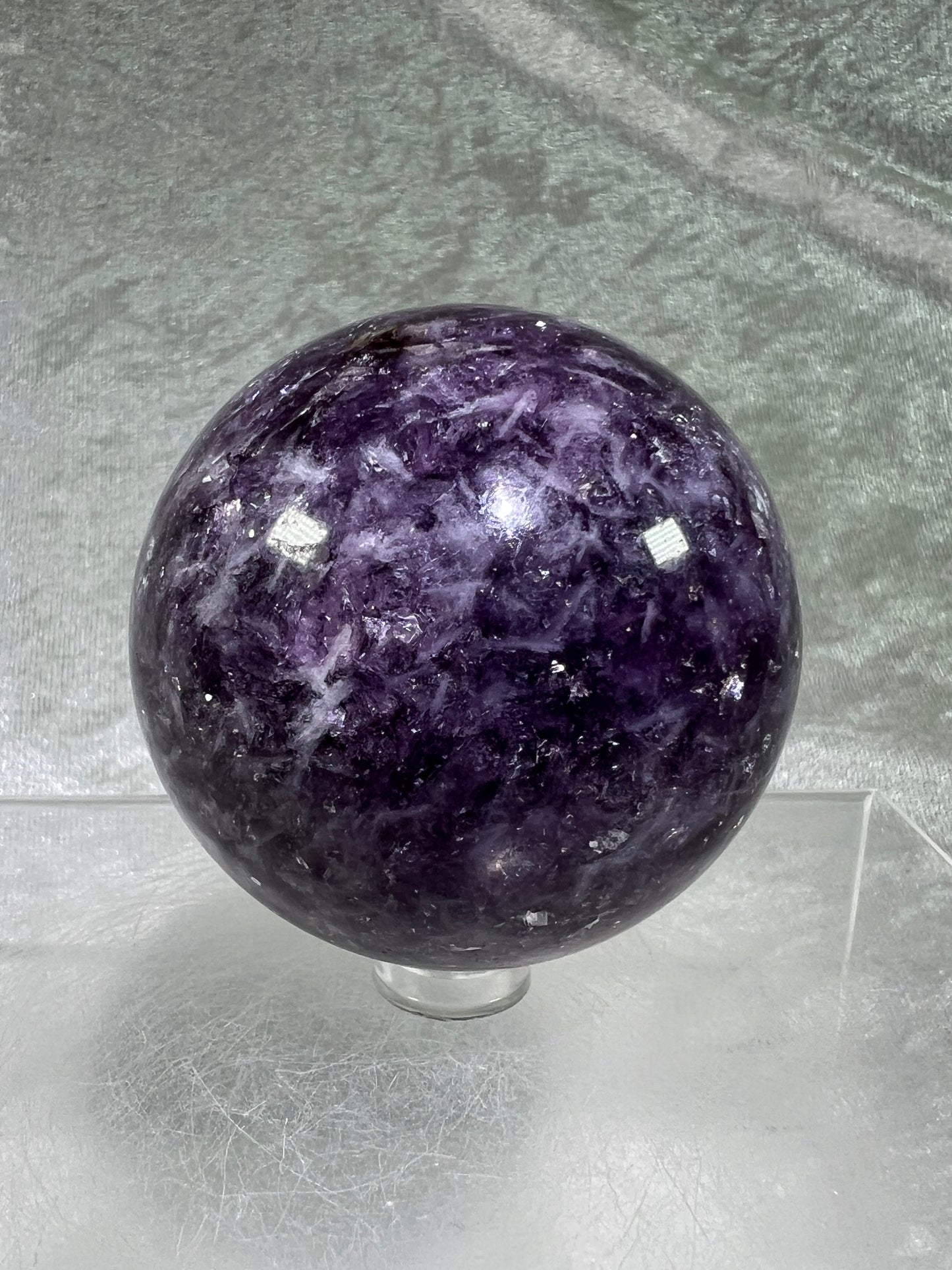 Lepidolite Purple Mica Sphere. Gorgeous Flashy Mica Display Crystal.