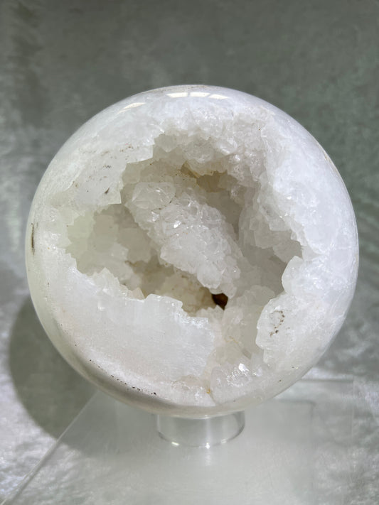 Aragonite And Quartz Druzy Sphere. 142mm, 6.2 lbs. Massive Rare Display Sphere.