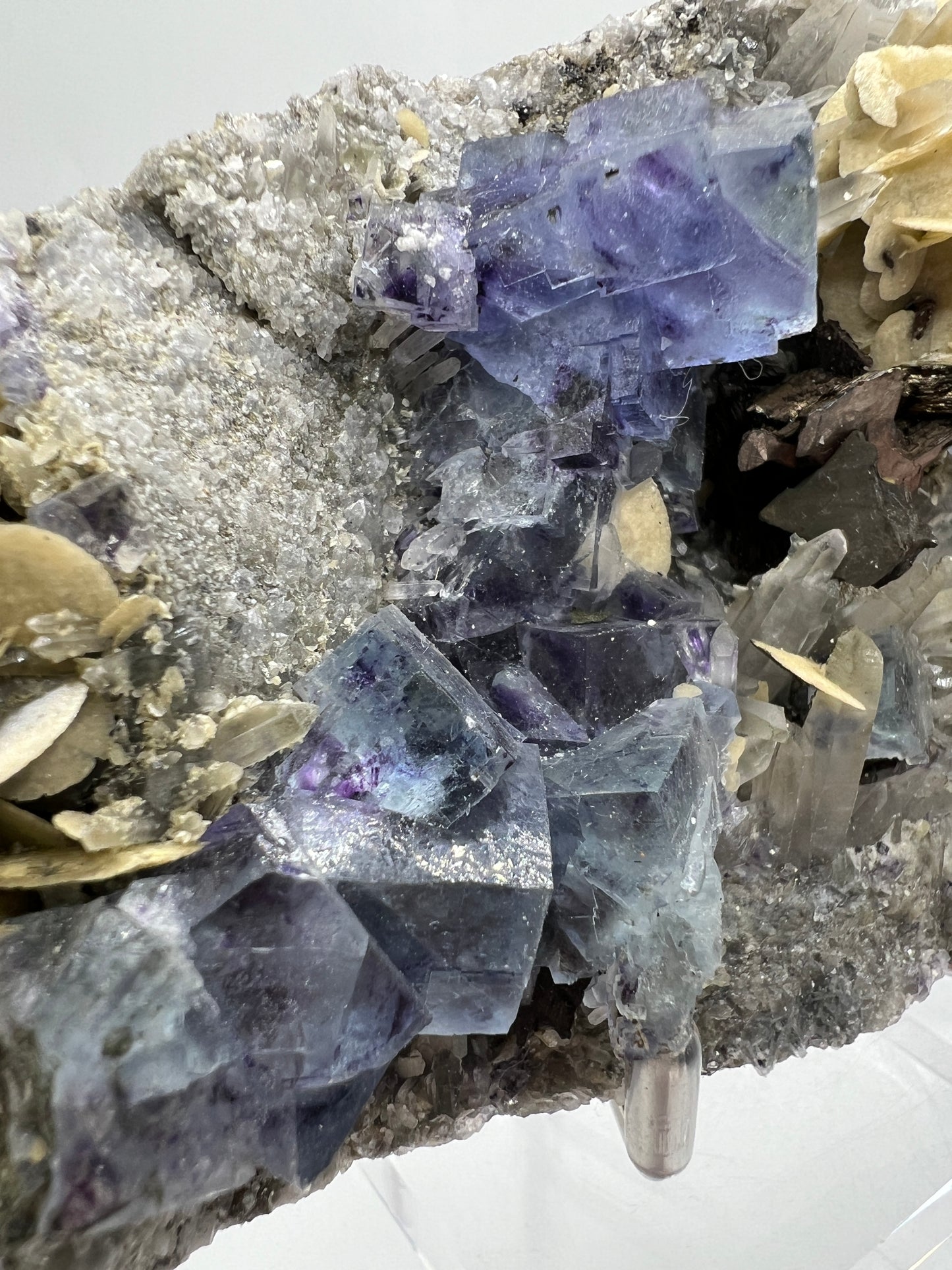 Fluorite, Muscovite, Pyrite, And Quartz Specimen. World Famous Yaogangxian Fluorite Cubes. High Quality Mixed Mineral Display Specimen.