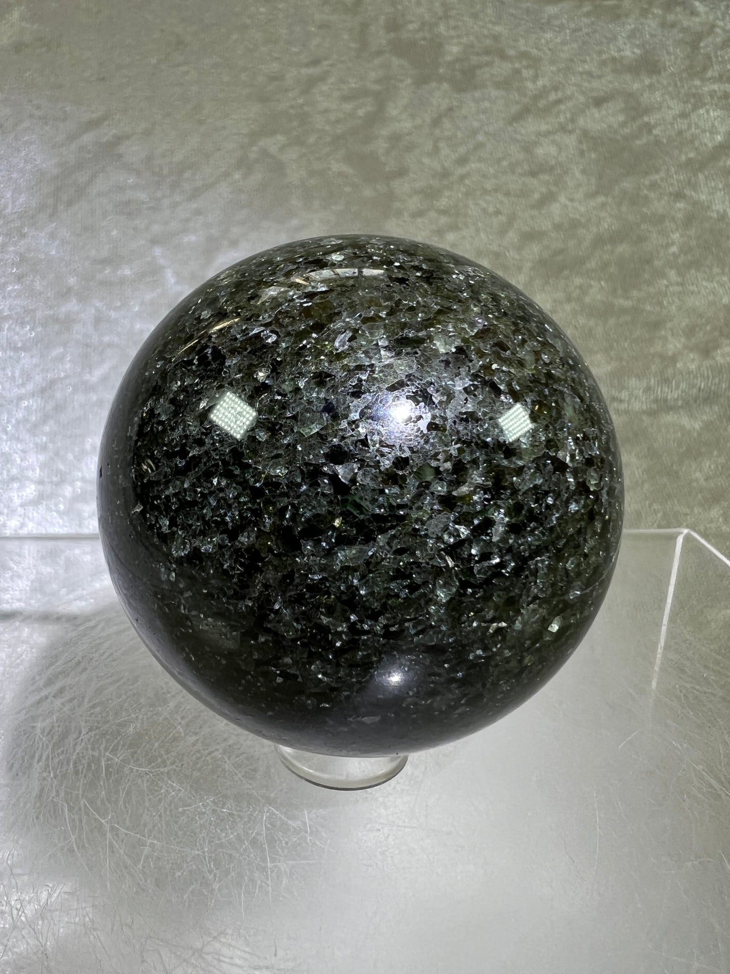 Peridot Olivine Sphere. Rare Peridot In Matrix Sphere. Gorgeous Green Gem Flash