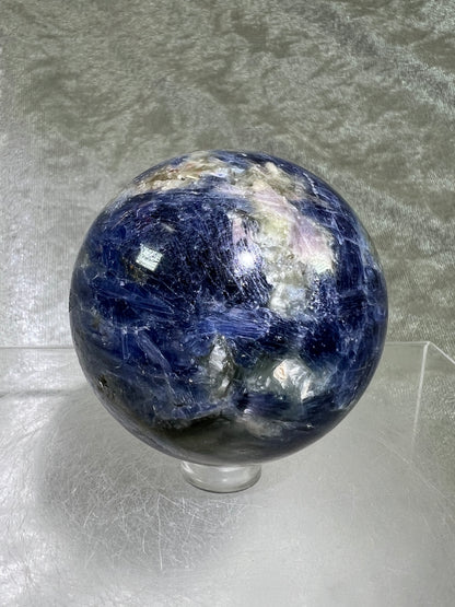 Kyanite Crystal Sphere. 58mm. Gorgeous Blue Kyanite Display Sphere. Interesting Crystal With Stunning Flash